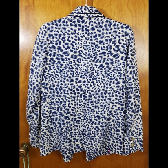 Cartonnier Anthropologie Blue Animal Print Blazer - Picture 8 of 9